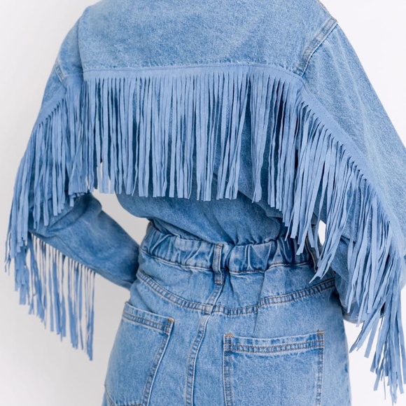 Hampstead Denim Fringe Romper - Picture 3 of 7